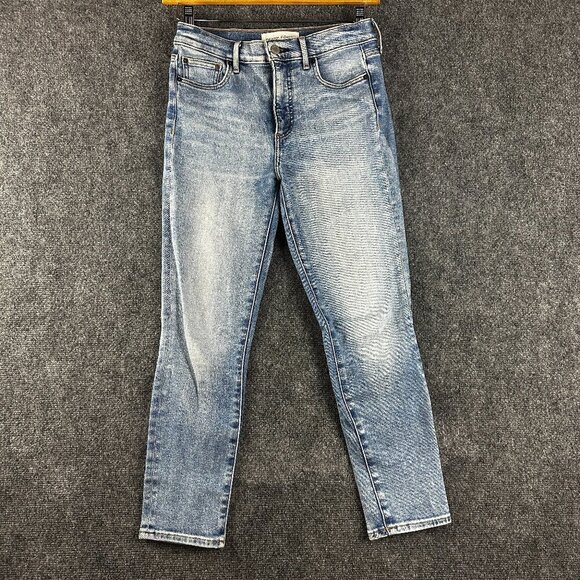 Denim Forum Jeans Womens 28 The Nico Mid Rise Skinny Crop Light Wash Stretch - Picture 1 of 10